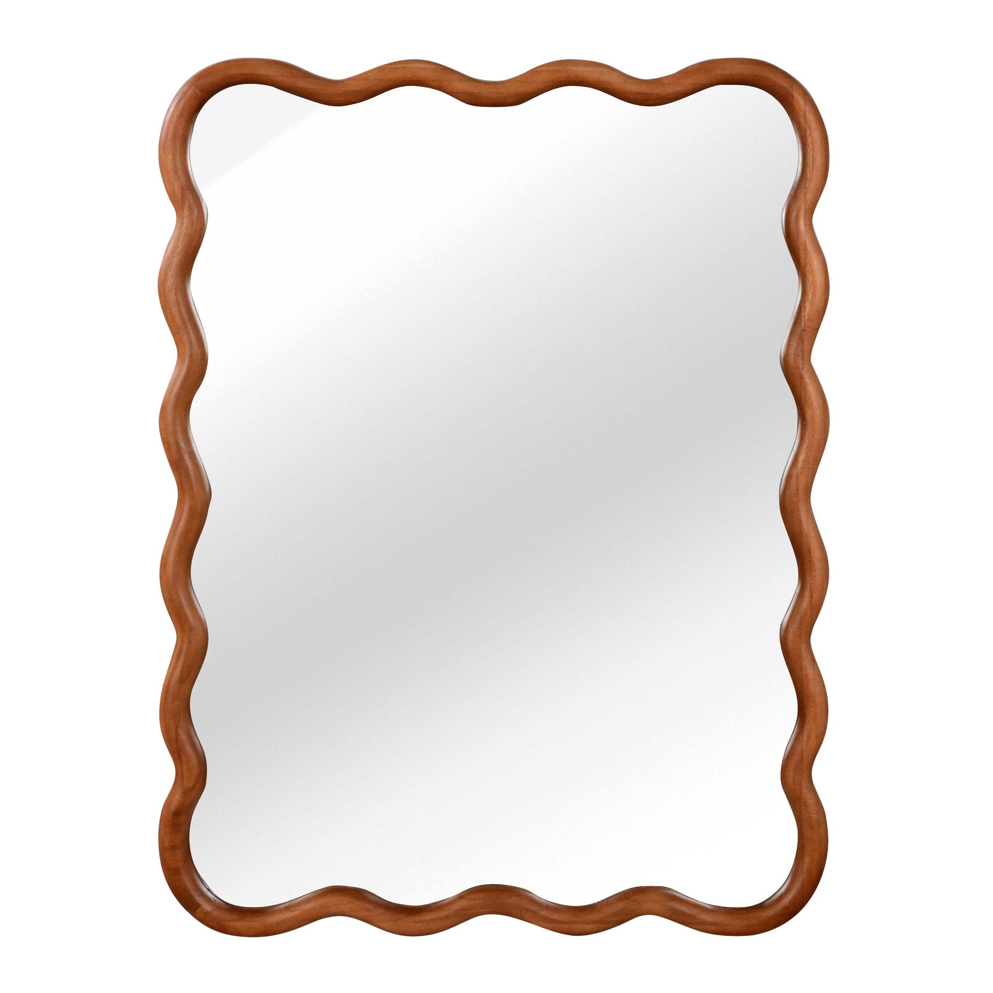VanityFus 40-in W 30-in H Wavy Rectangle Yellowish-Brown Framed Beveled Bathroom Vanity Mirror Wall Mirror
